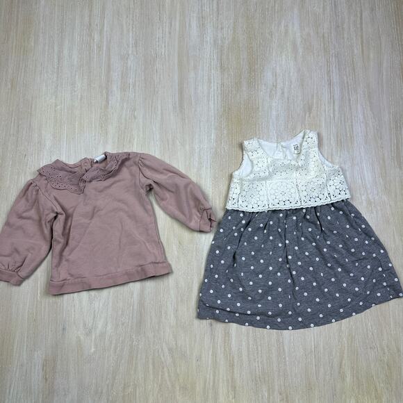 6 Piece Bundle Lot Girls 2T Sweatshirt Shirt Dress Toddler Gap H&M Pink Neutral - Picture 7 of 9